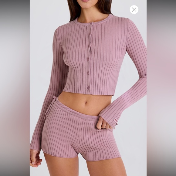 SET - bo&tee knit mauve shorts & cardigan - Picture 3 of 4